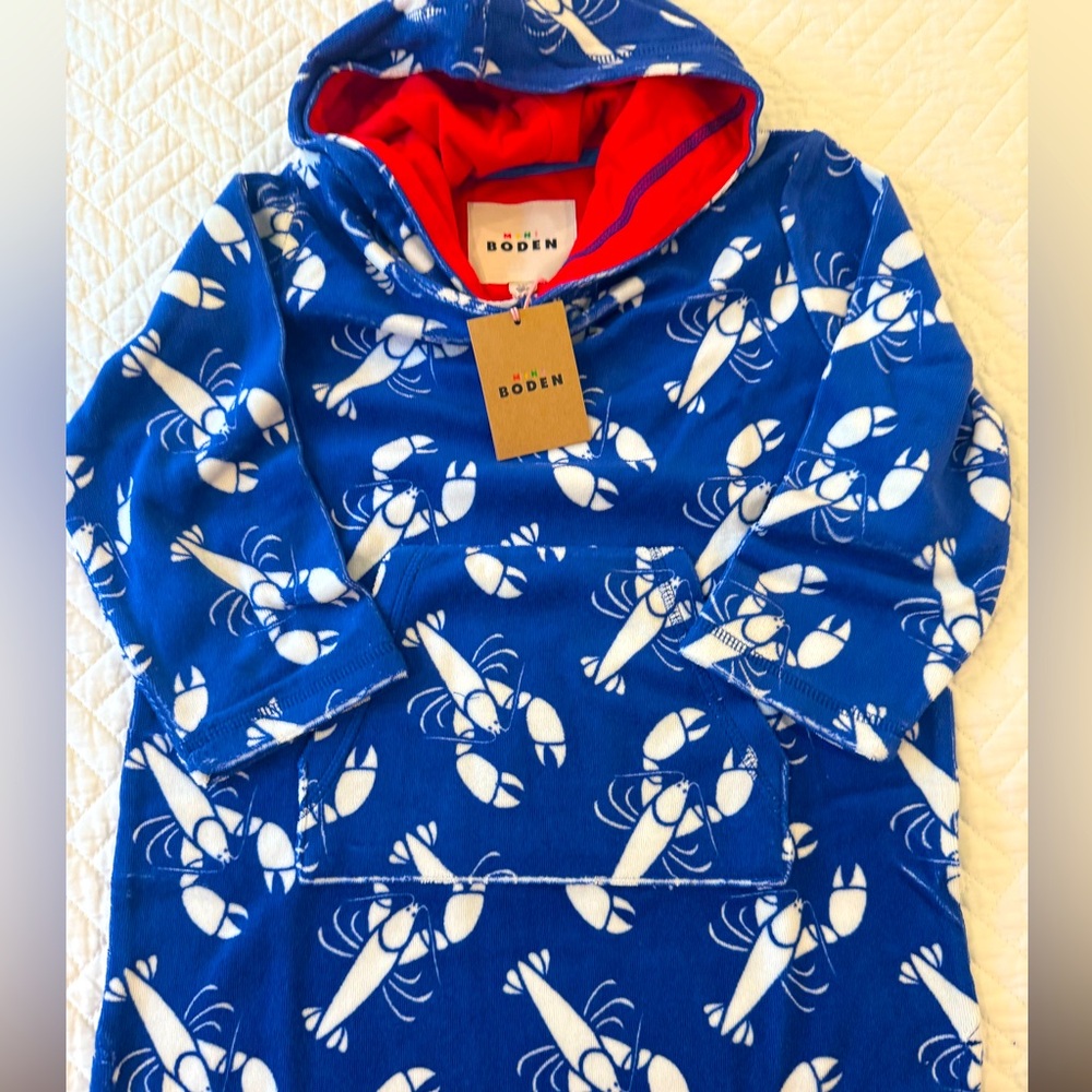 Mini Boden Towelling Throw On Terrycloth Hoodie